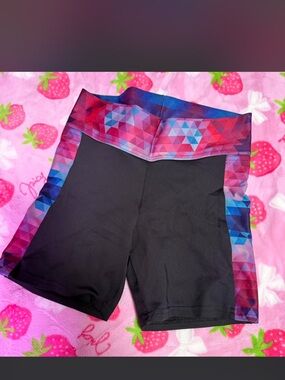 BlackMilk Geometric Rainbow Long Workout Shorts — Size Medium Pockets Excellent